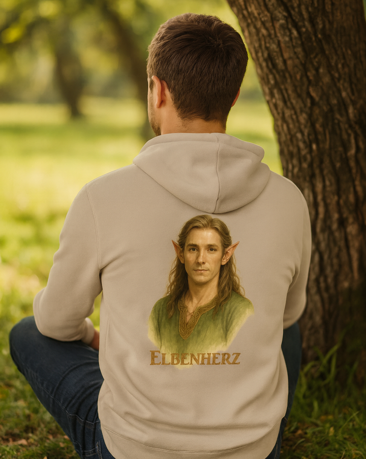 Elbenherz Premium Bio Hoodie 100 % Bio Baumwolle Rückendruck