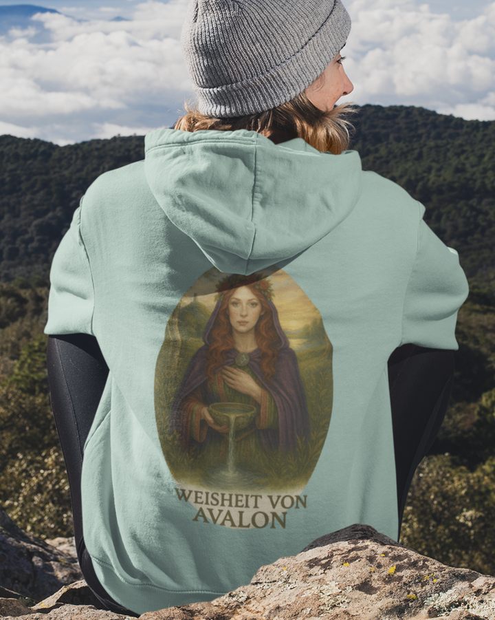 Weisheit von Avalon Premium Bio Hoodie 100 % Bio-Baumwolle Rückendruck