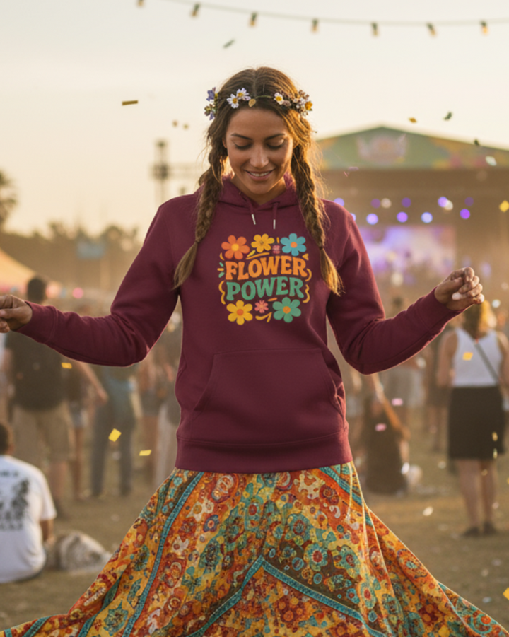 Flower Power Premium Bio Hoodie 100 % Bio-Baumwolle Unisex