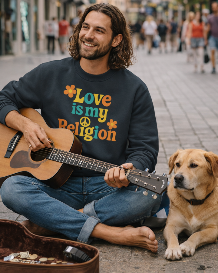 Love Is My Religion Premium Bio Sweatshirt 100 % Bio-Baumwolle Unisex