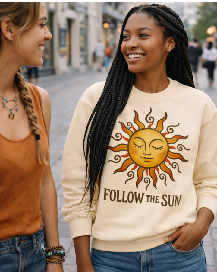 Follow the Sun Premium Bio Sweatshirt 100 % Bio-Baumwolle Unisex
