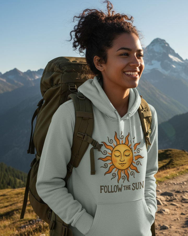 Follow the Sun Premium Bio Hoodie 100 % Bio-Baumwolle Unisex