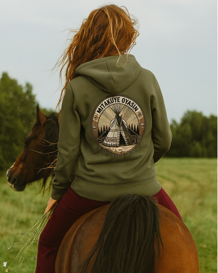 Mitakuye Oyasin - Premium Bio Hoodie 100 % Bio-Baumwolle Rückendruck