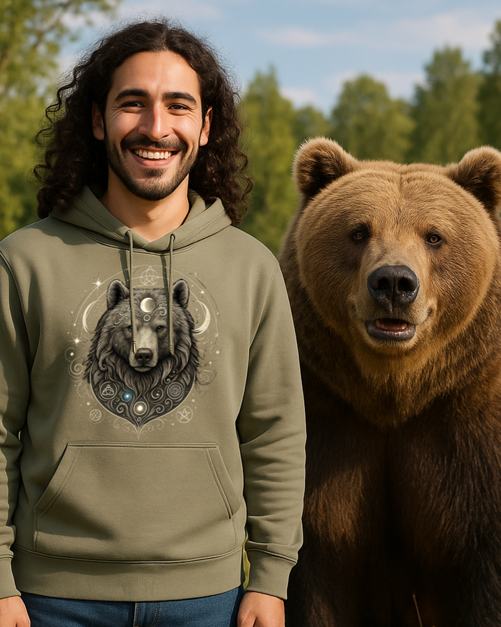Mystic Bear Premium Organic Hoodie 100% Organic Cotton Unisex