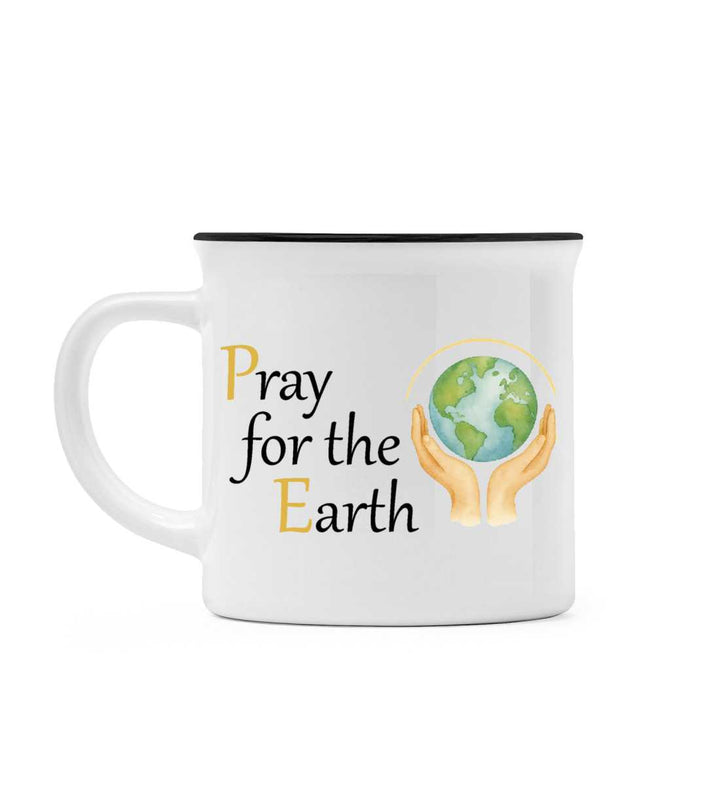 Pray for the Earth Keramiktasse Retro-Stil