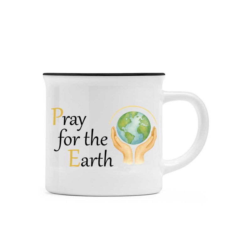 Pray for the Earth Keramiktasse Retro-Stil