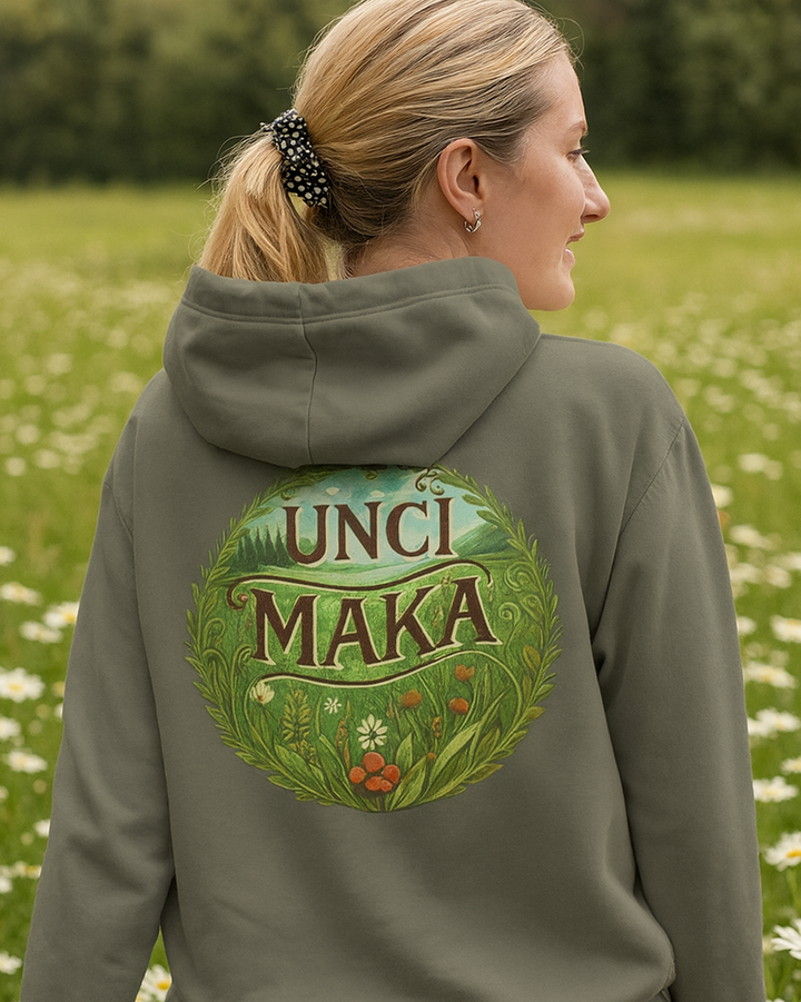 Unci Maka  Premium Bio-Hoodie 100 % Bio-Baumwolle Rückendruck