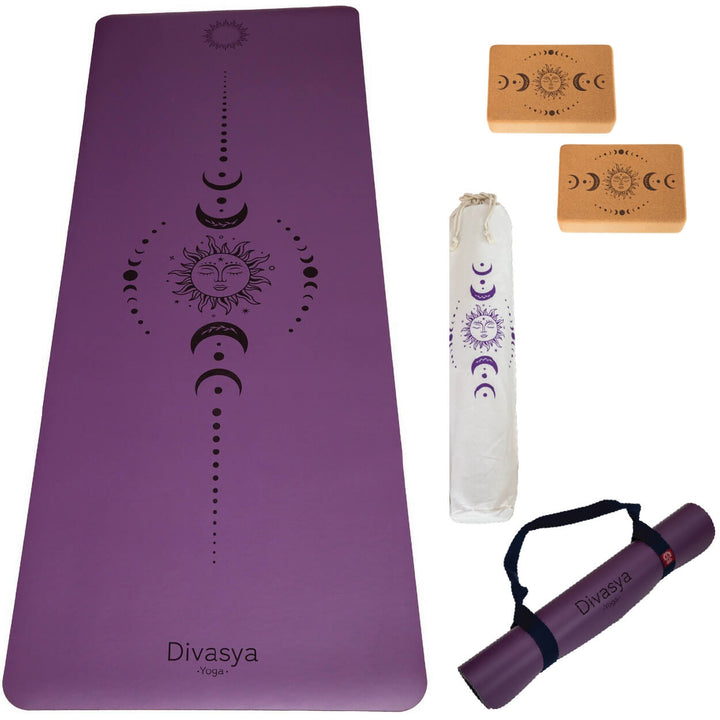 Yoga Set STARTER: Eco-PU Yogamatte mit 2x Yogablock, Tragegurt, Schutzhülle
