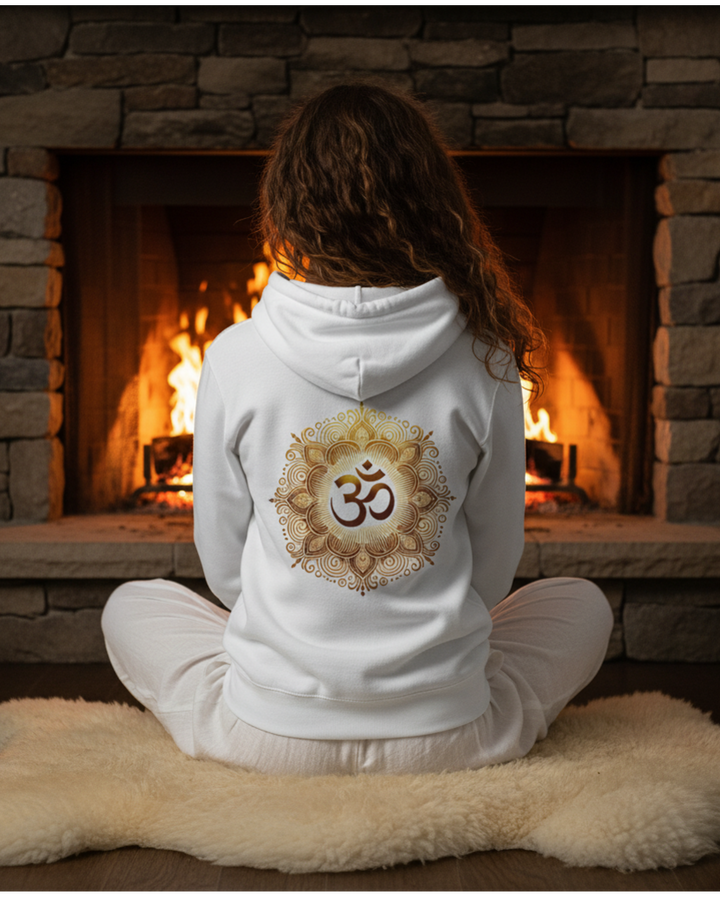 Om Mandala Lotus Premium Bio Hoodie 100 % Bio-Baumwolle Rückendruck