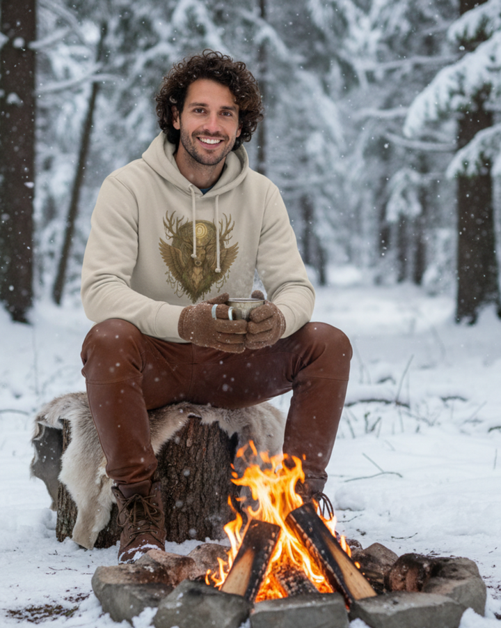 Mystik Cernunnos Premium Bio Hoodie 100 % Bio-Baumwolle Unisex