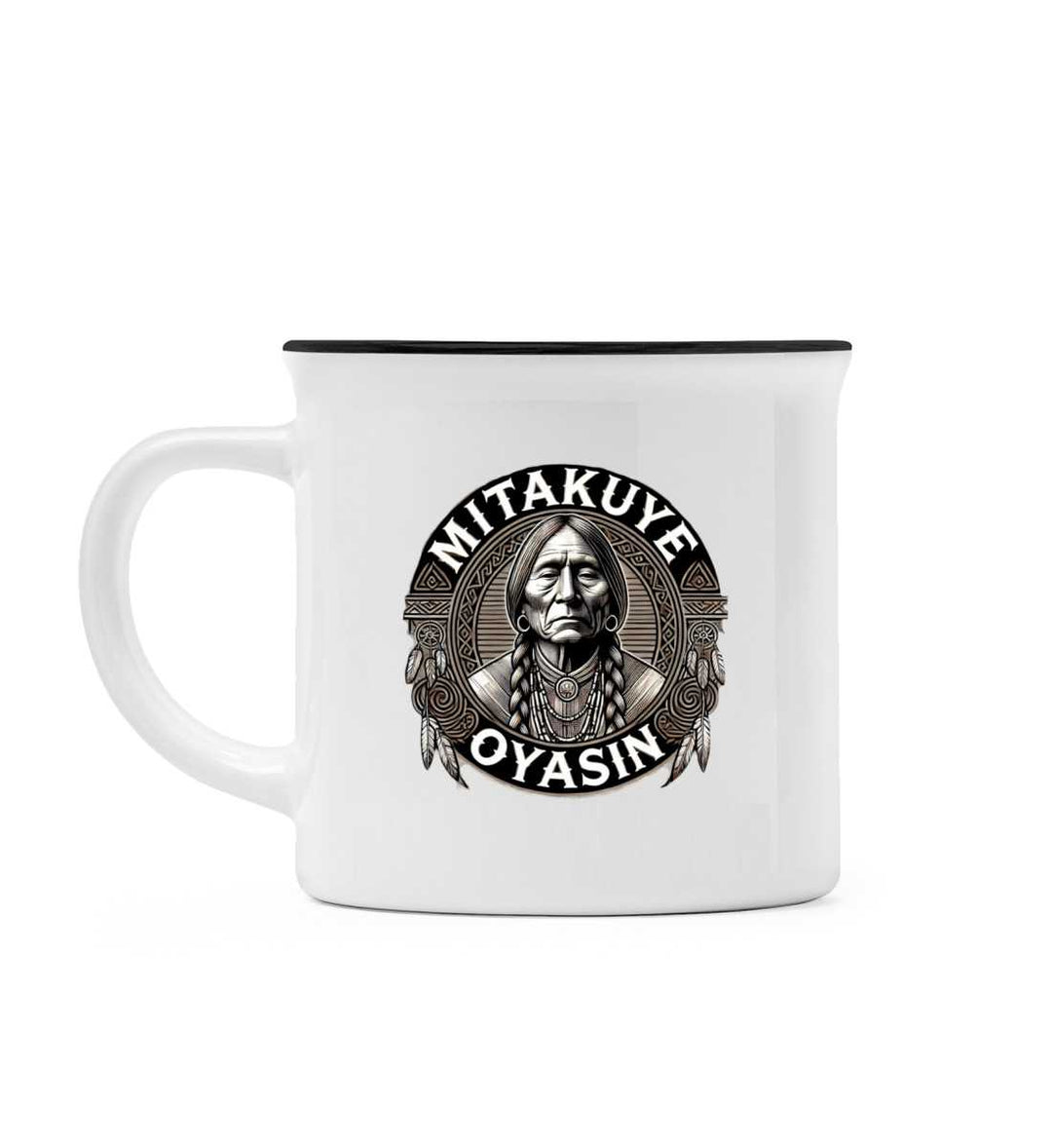 Mitakuye Oyasin Keramiktasse im Retro-Stil